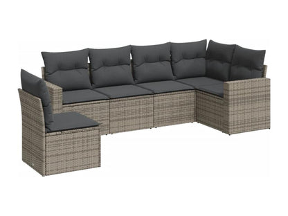 6-piece garden furniture set with grey resin wicker cushions CVEX55683