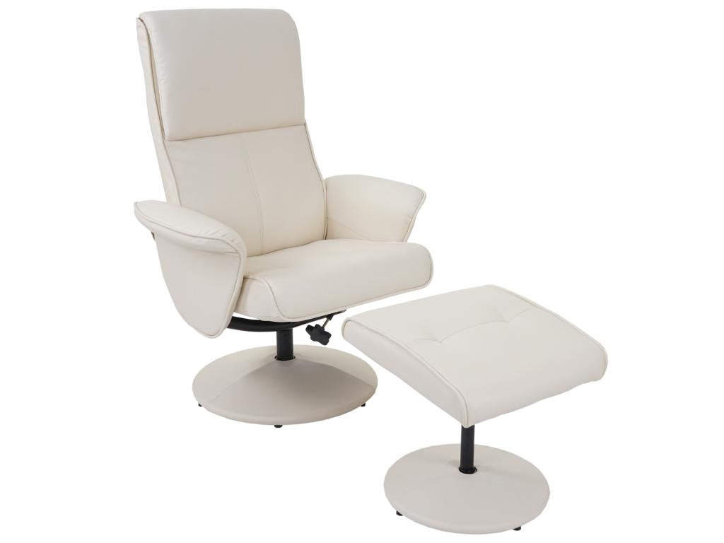 Ventoriq armchair, Ventoriq TV chair with footstool - cream faux leather JAHC79885