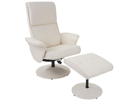 Ventoriq armchair, Ventoriq TV chair with footstool - cream faux leather JAHC79885