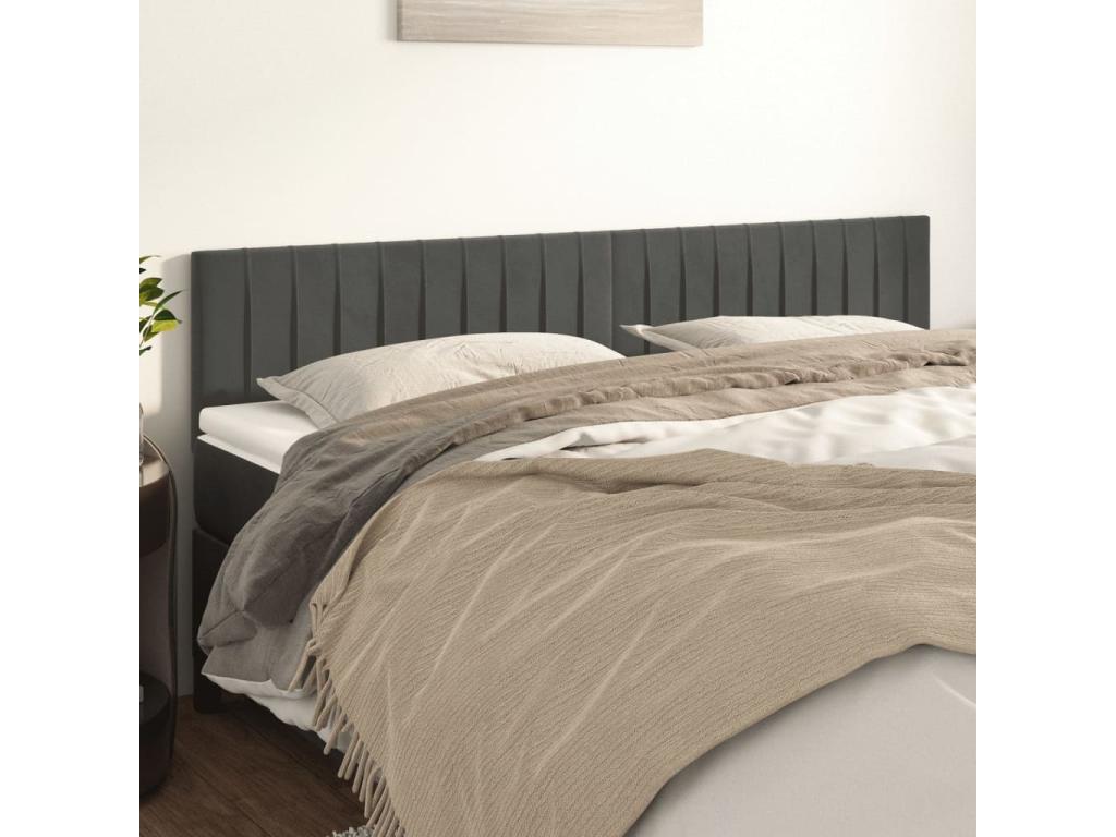 2-piece headboard set, dark grey, 90x5x78/88 cm, velvet, MYKP40415