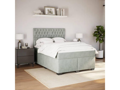 Ventoriq bed base and mattress, light grey, 160x200cm, velvet, LEMC97681