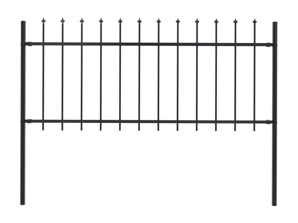 Garden fence with spear-shaped top, steel, 1.7 x 0.8 m, black, OVAZ41233