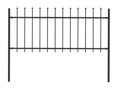 Garden fence with spear-shaped top, steel, 1.7 x 0.8 m, black, OVAZ41233