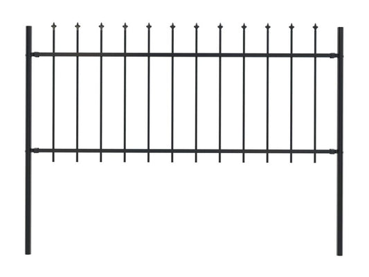 Garden fence with spear-shaped top, steel, 1.7 x 0.8 m, black, OVAZ41233