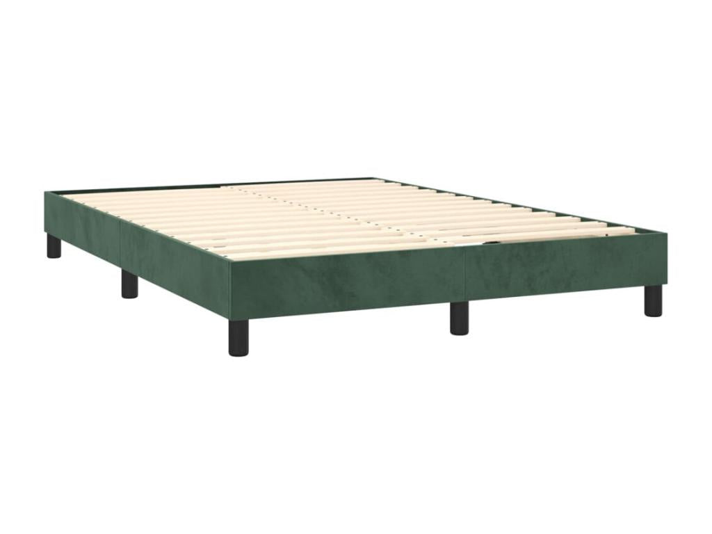 Upholstered bed base and mattress, dark green, 140x190cm, velvet, UYXM64438