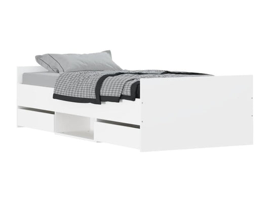 Bed frame with headboard and footboard, white, 90x200 TRXQ66532
