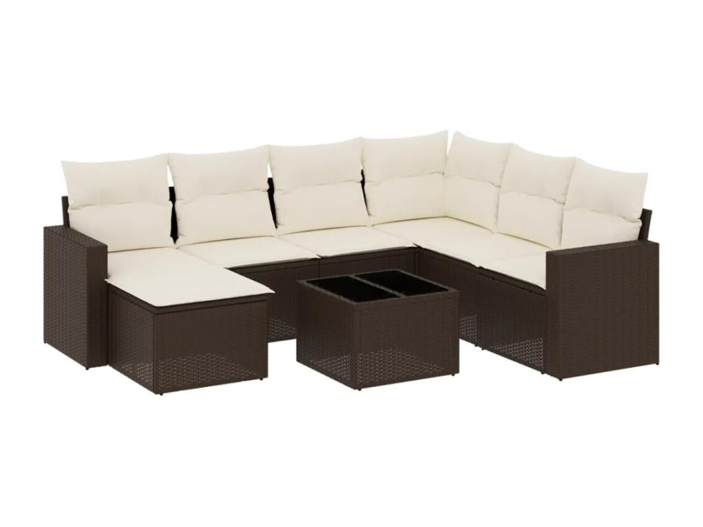 8-piece garden furniture set with brown resin wicker cushions MOBH45436