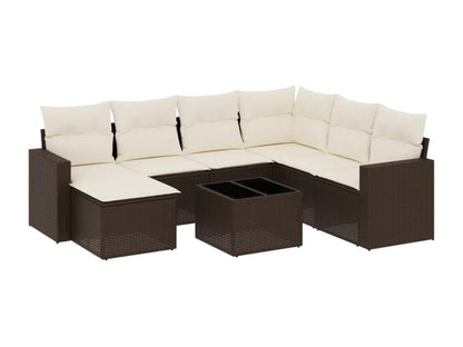 8-piece garden furniture set with brown resin wicker cushions MOBH45436