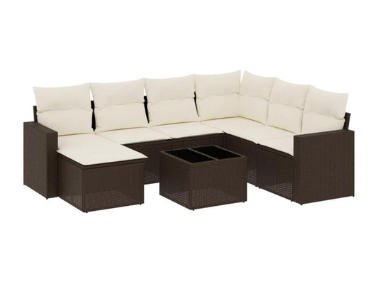 8-piece garden furniture set with brown resin wicker cushions MOBH45436