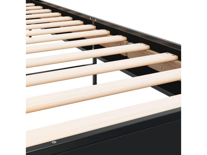 Black bed frame 75x190 engineered wood and metal UEGY51615