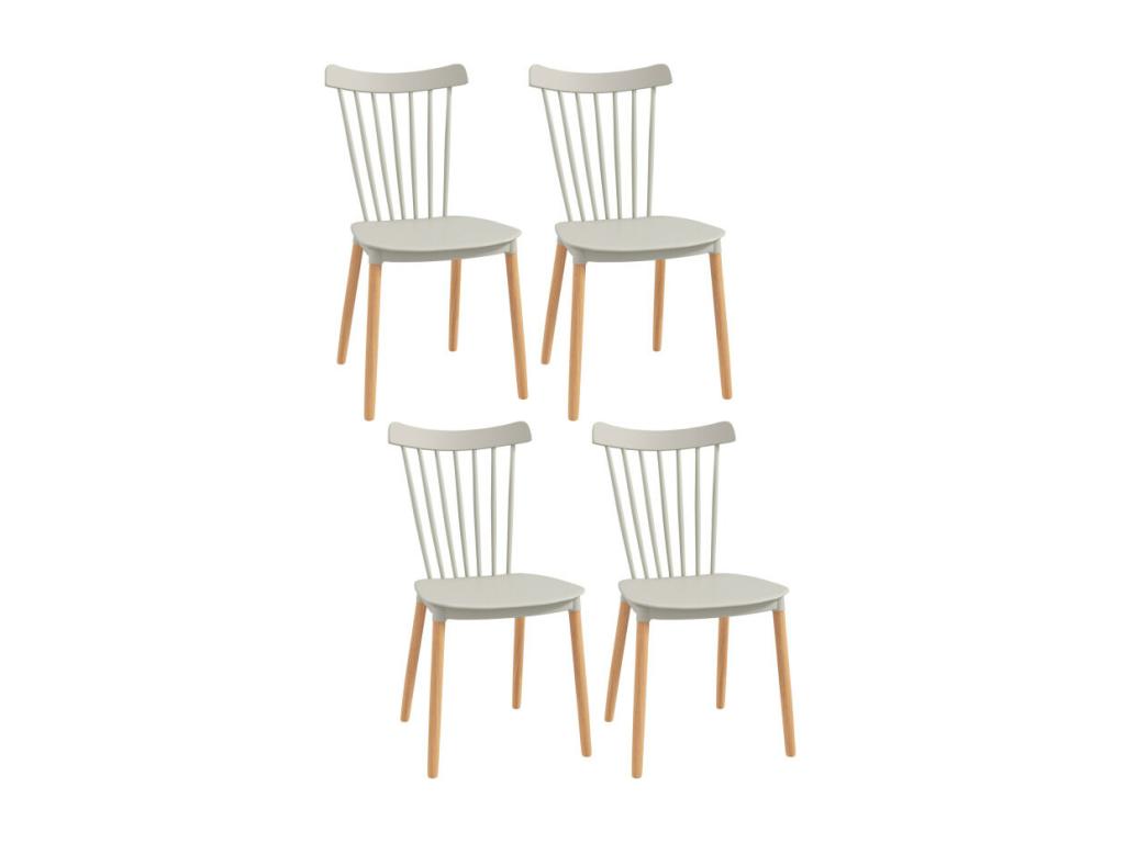 Set of 4 Lumenao chairs in wood and grey XBTO27460