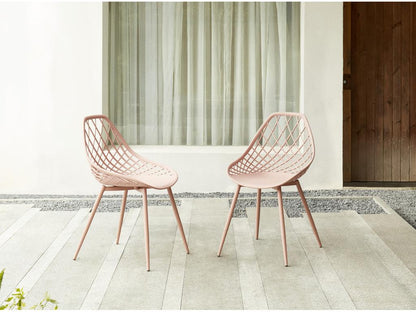 Set of 2 polypropylene garden chairs with metal legs - Old rose - Mobenze KINX06929