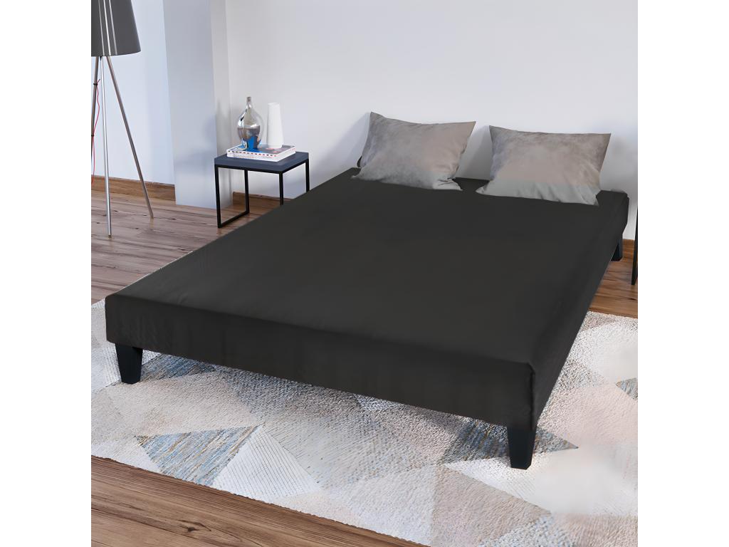 Ventoriq BEDDING - CONSTANTINE upholstered bed base 90x200 cm - 18 cm thick - Anthracite grey, legs not included QPXH21119