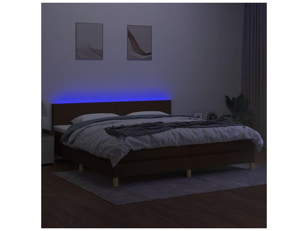 Ventoriq bed base with mattress and LED, Dark Brown, 200x200 cm, ICGX92863