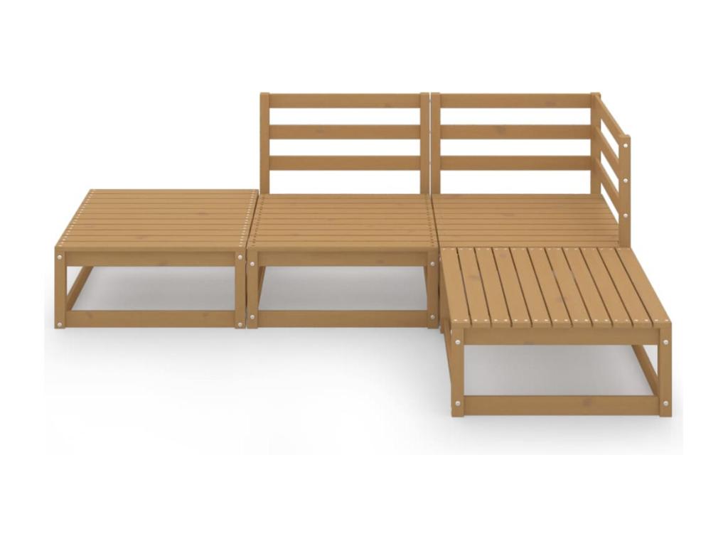 4-piece garden furniture set, honey brown, solid pine wood IITO05981