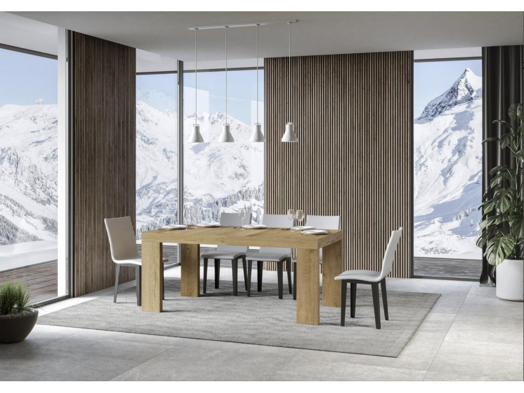 Lumenao Extendable Wooden Dining Table - White - Lumenao Base and Support - 2 Slim Extension Leaves - Extendable Width 180 to 284cm BYEQ33704