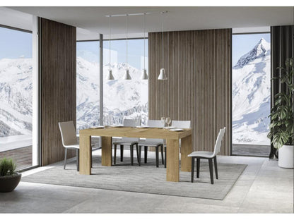 Lumenao Extendable Wooden Dining Table - White - Lumenao Base and Support - 2 Slim Extension Leaves - Extendable Width 180 to 284cm BYEQ33704