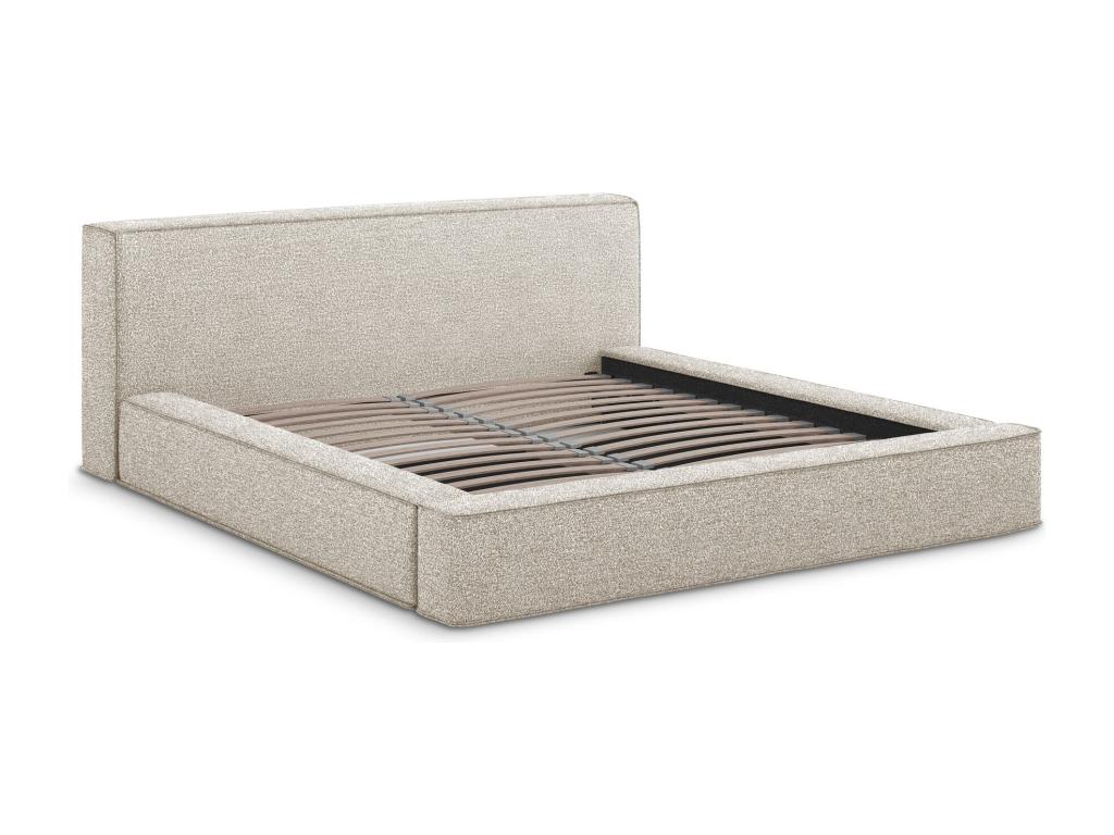 Upholstered bed with storage 220x240 - in Bouclé fabric - light beige - Ventoriq LCNI75751