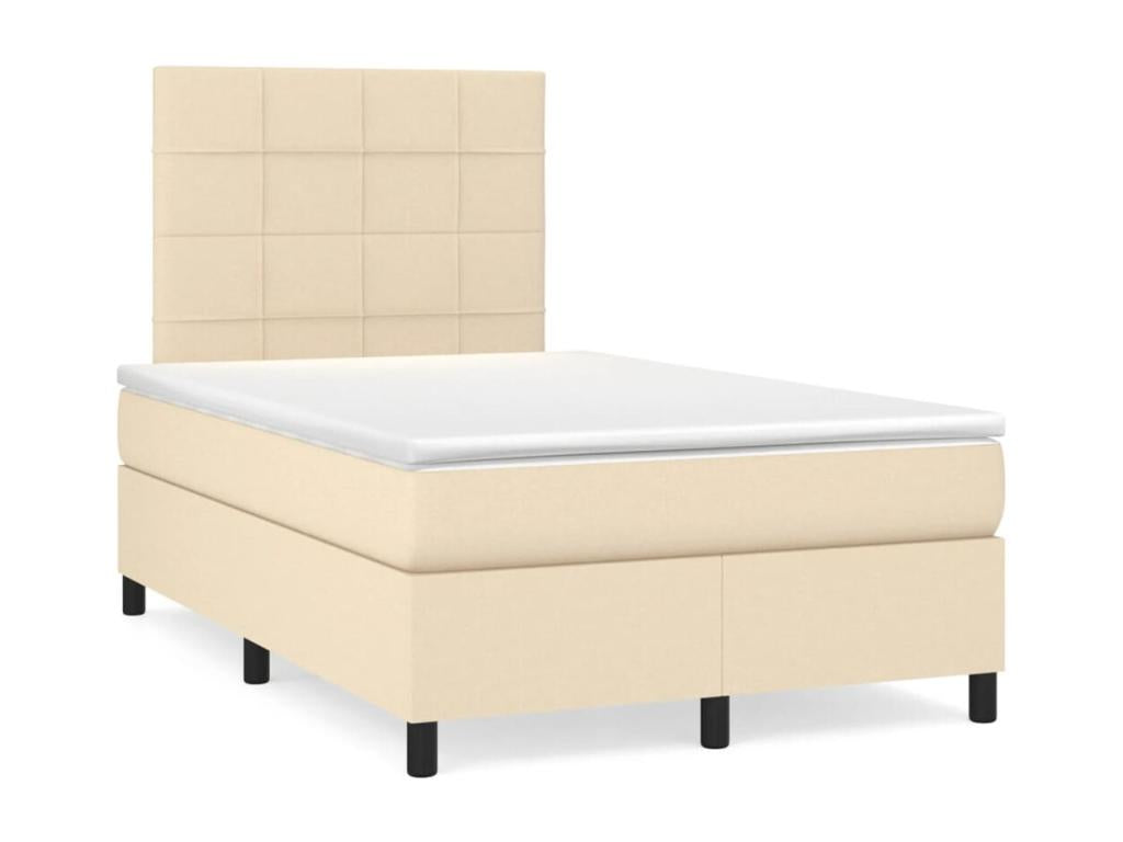Upholstered bed base with mattress, Cream, 120x200 cm, Fabric TQFG56418