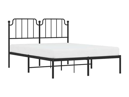 Metal bed frame without mattress, with black headboard, 135x190cm RBYB99707