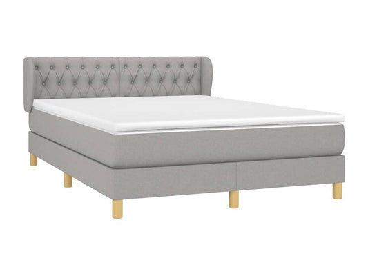 Upholstered bed base with mattress, light grey, 140x200cm, fabric LTST22921