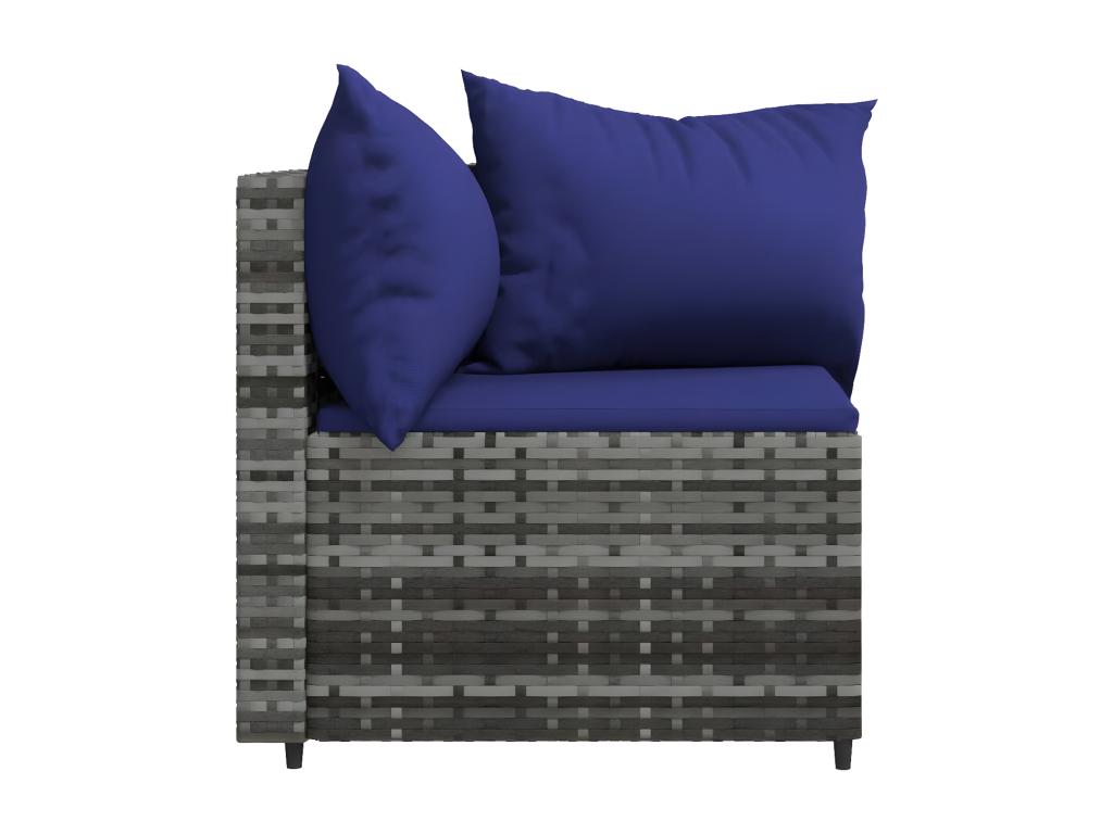 Garden corner sofas and cushions, 2 pcs, grey woven resin PQYP74147