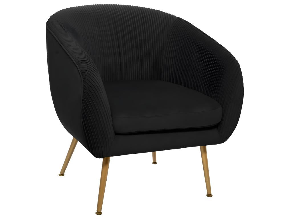 Black velvet armchair with ventilation and gold metal legs JBXO83096