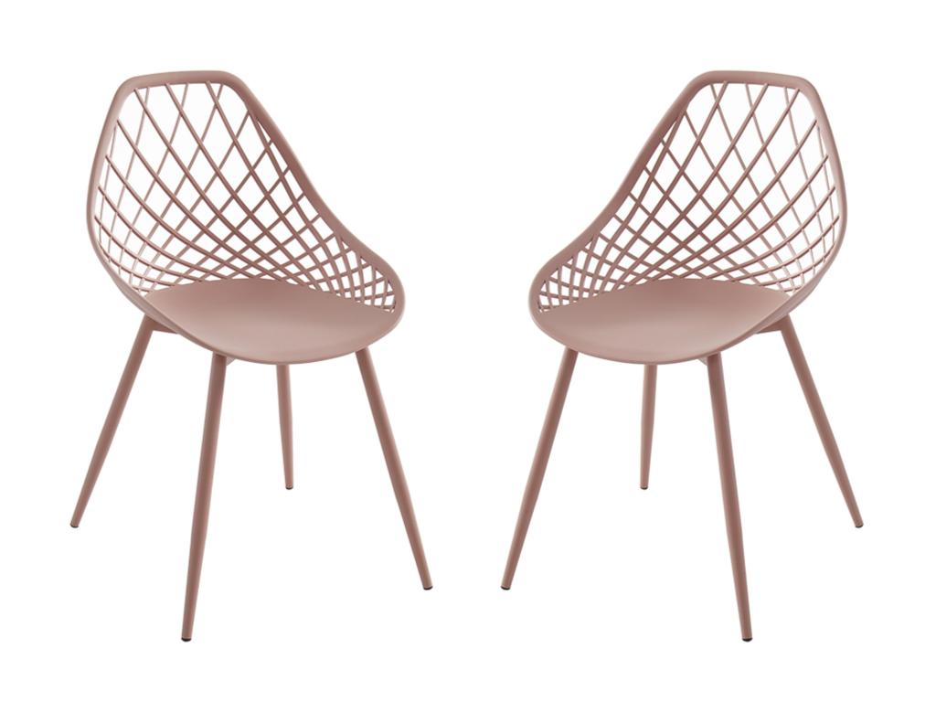 Set of 2 polypropylene garden chairs with metal legs - Old rose - Mobenze KINX06929