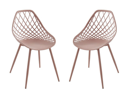 Set of 2 polypropylene garden chairs with metal legs - Old rose - Mobenze KINX06929