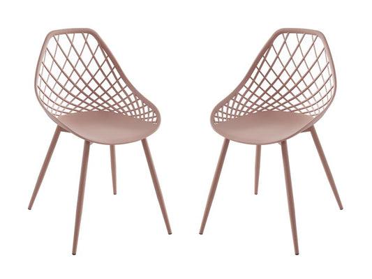 Set of 2 polypropylene garden chairs with metal legs - Old rose - Mobenze KINX06929
