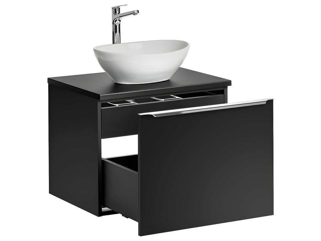 Eros Black UMEX05748 Single Basin Vanity Unit (60cm) and Tall Cabinet