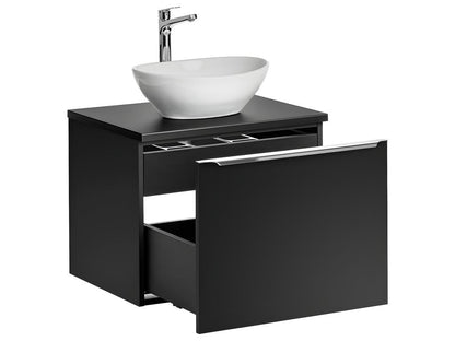 Eros Black UMEX05748 Single Basin Vanity Unit (60cm) and Tall Cabinet