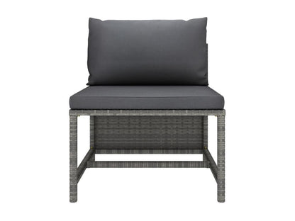 12-piece garden furniture set with cushions, grey wicker resin, 8 HIJB16408