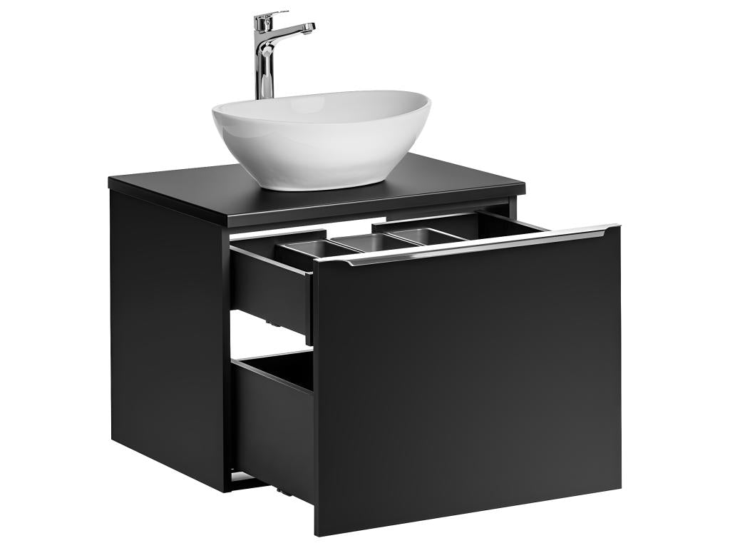 Eros Black UMEX05748 Single Basin Vanity Unit (60cm) and Tall Cabinet