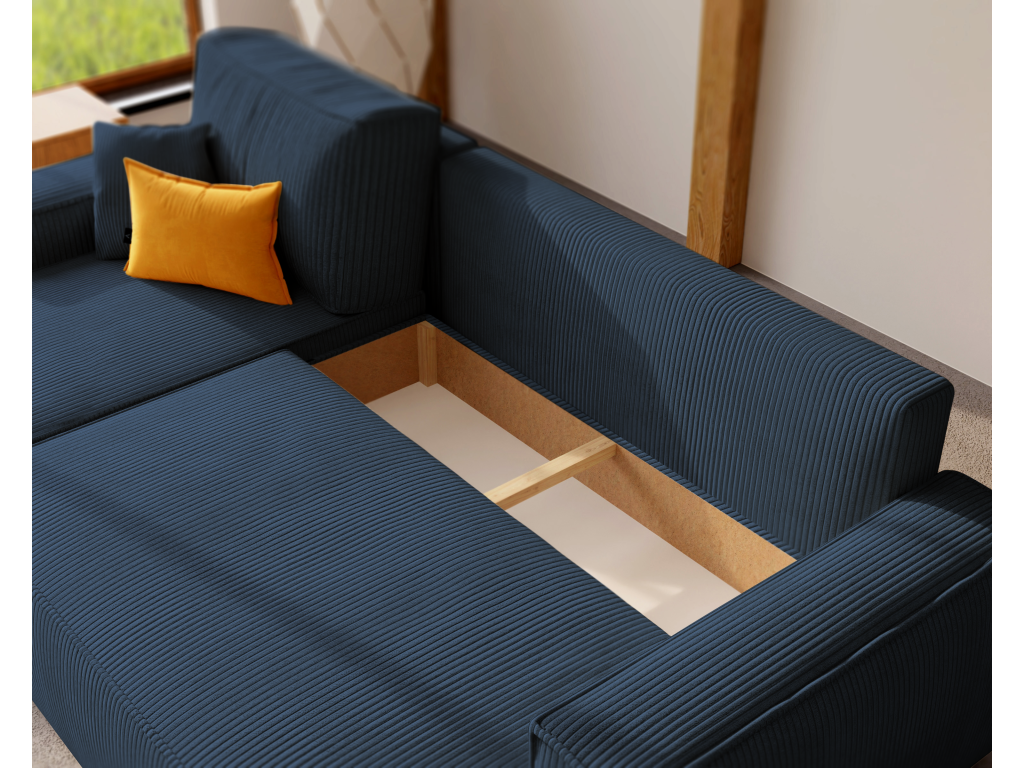 Paris reversible corner sofa bed in blue fabric XMOR80433