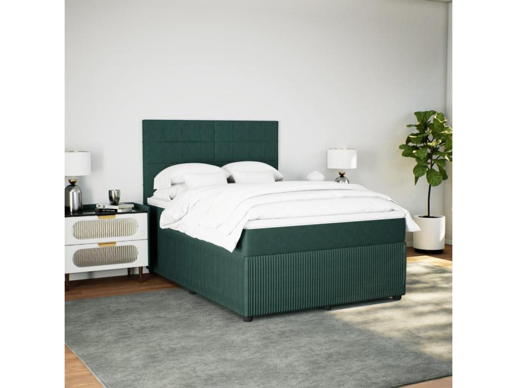 Ventoriq bed base and mattress, dark green, 160x200cm, velvet, JKKP43556