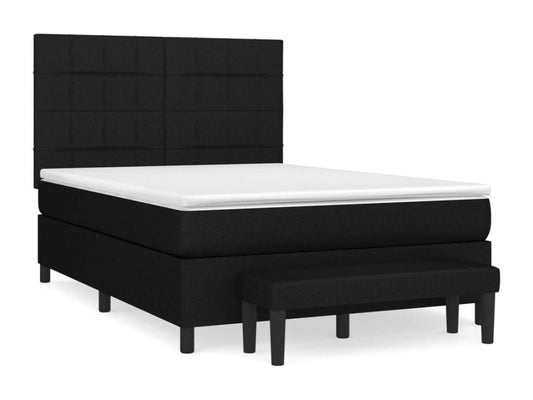 Upholstered bed base with mattress, black, 140x190 cm, fabric, SBPZ84926
