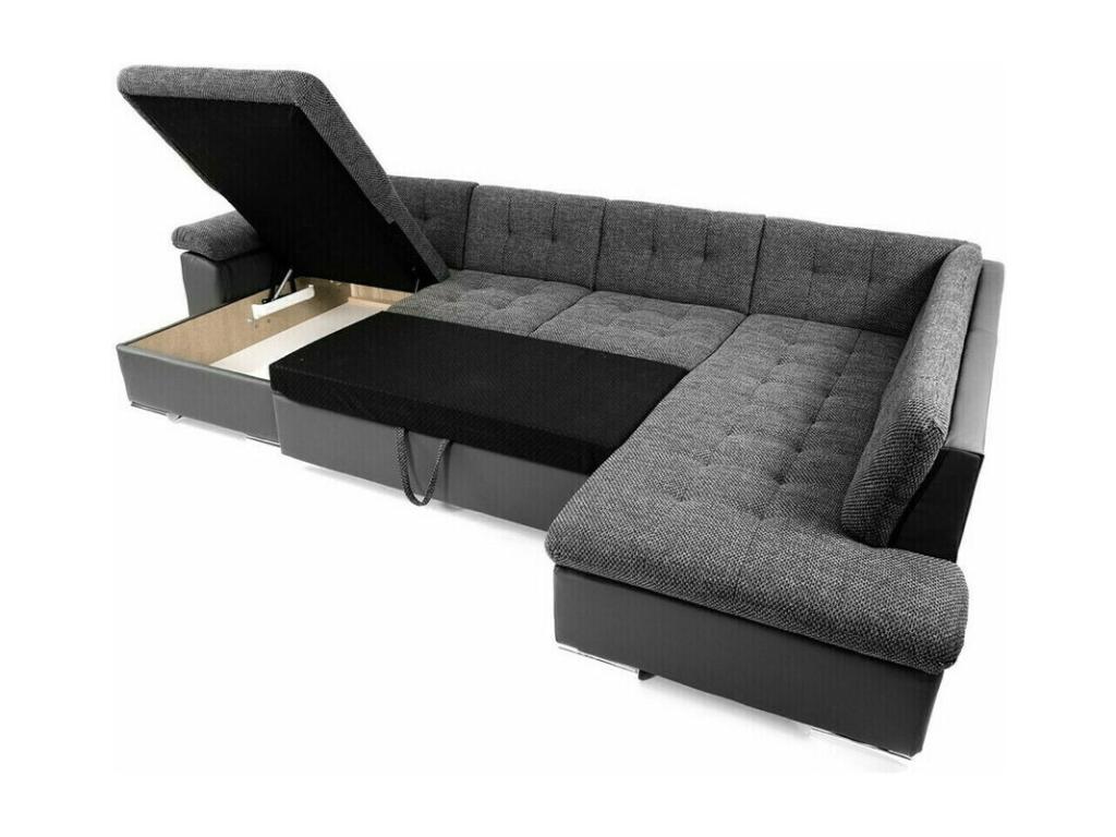 Ventoriq 170 Corner Sofa Grey with Sleeping Function and Bedding Box, 348x205x76cm BCKB85351