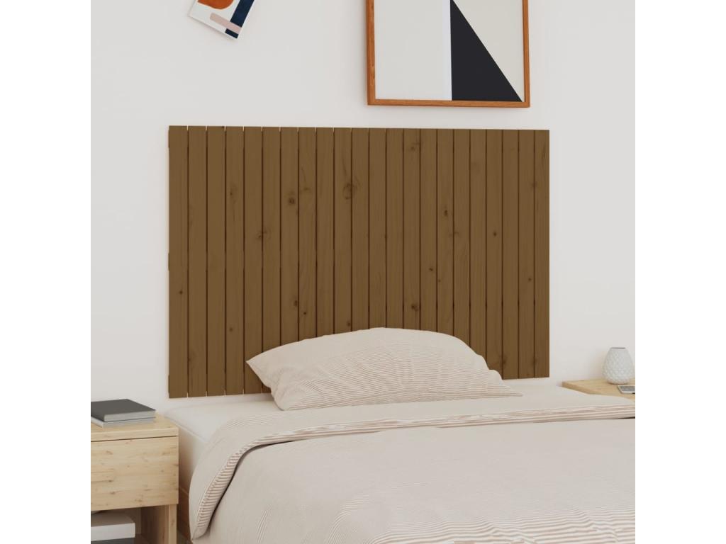 Wall-mounted headboard, honey brown, 140x3x90 cm, solid pine wood, HEHZ29118