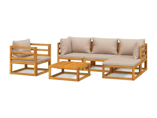 Ventoriq 6-piece garden furniture set with cushions, solid wood CFCK75458