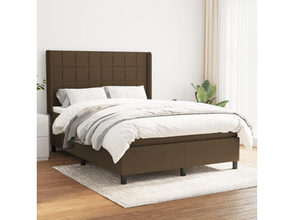 Upholstered bed base with mattress, dark brown, 140x190 cm, VKOW55199