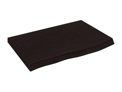 Dark brown wall shelf, solid treated oak wood, GODS41508