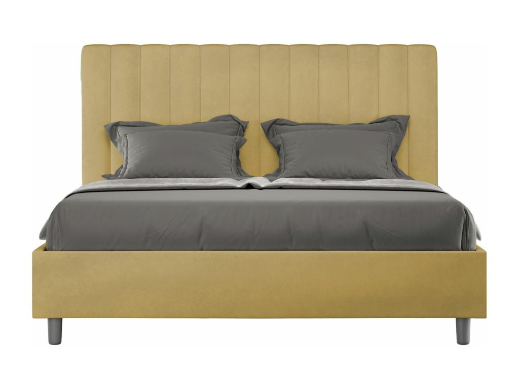 Ventoriq NCRN79639 Upholstered Bed without Slatted Base 160x200 Ochre Microfiber