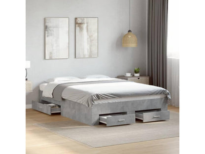 Bed frame and drawers, concrete grey, 120x190 cm, engineered wood EKKX45508
