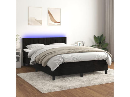 Ventoriq bed base with mattress and LED lighting, black, 140x190 cm, VKGS77684