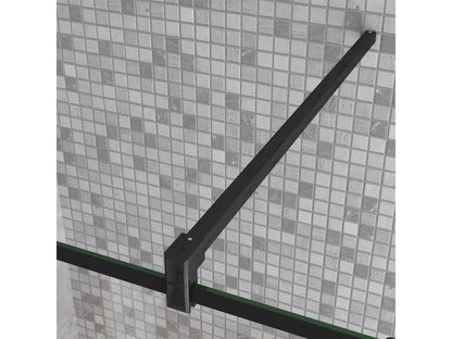 Walk-in shower screen 140x200cm with square black support bar, 8mm anti-limescale glass, modern style BYIS16279