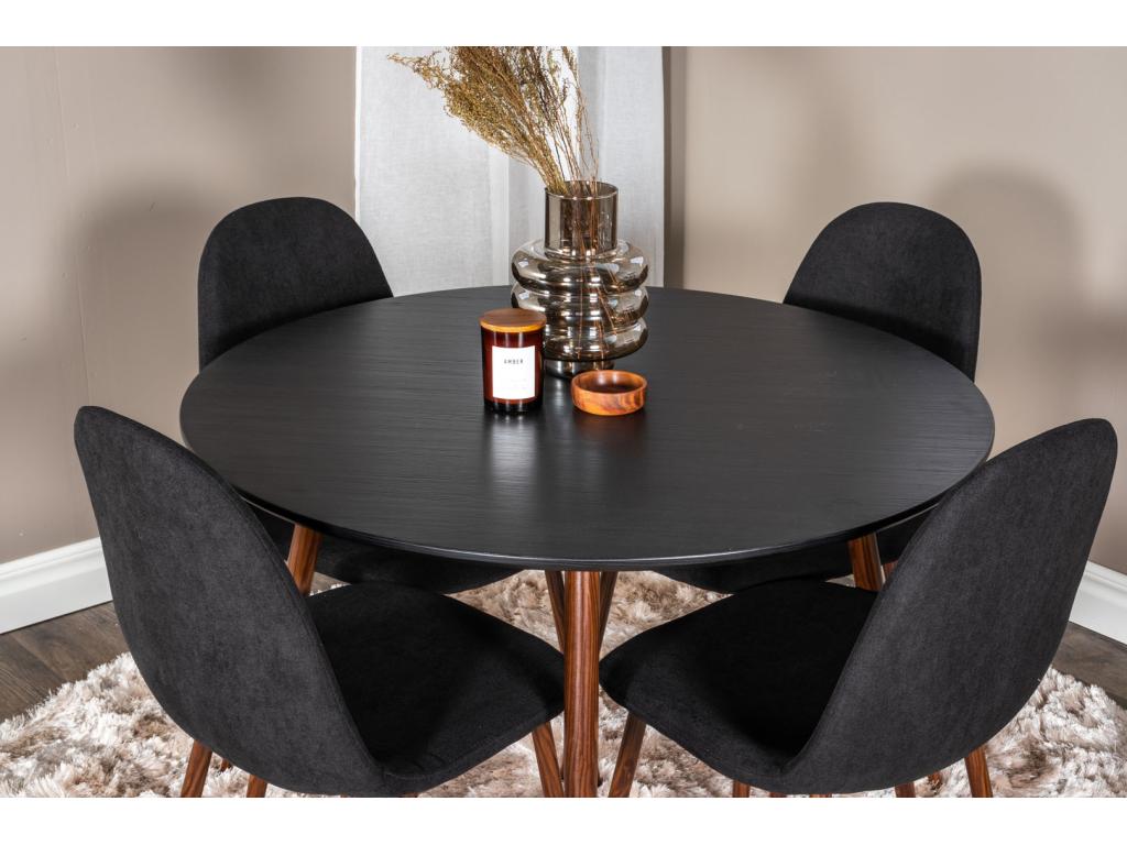 PlazaBLWA100 black table and 4 Ventoriq black chairs set. DCEI71694
