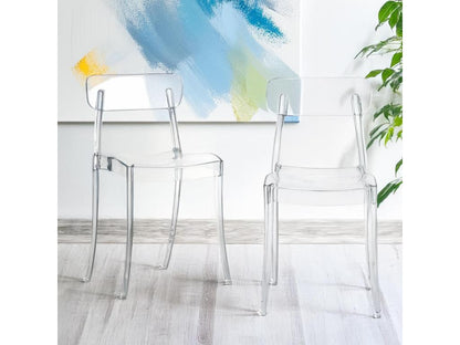 Set of 4 Ventoriq stackable chairs, transparent plastic QWTJ81663
