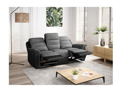 Ventoriq manual sofa set, Ventoriq 3-seater manual armchair in microfiber and faux leather, Grey/Black - Ventoriq HFQI82176