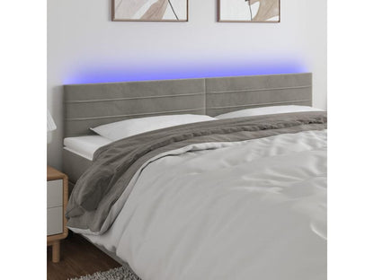 Light Grey LED Headboard 160x5x78/88 cm Velvet AAIN58289